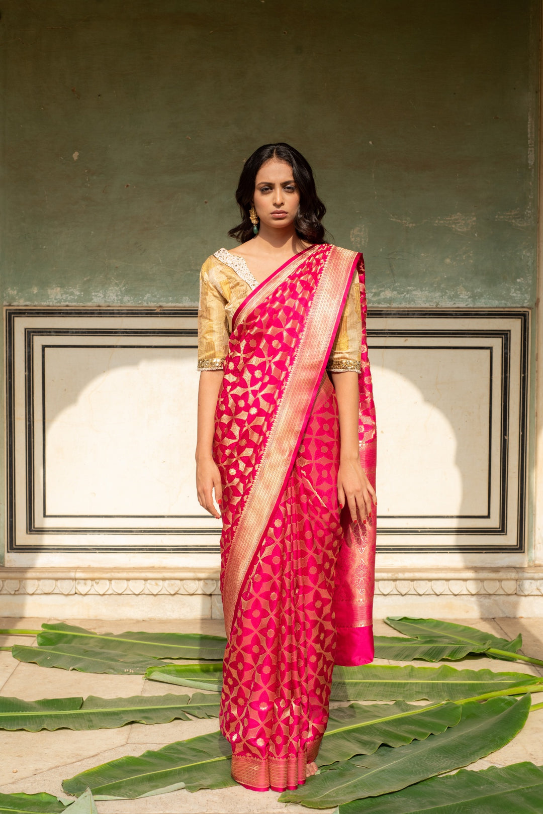 Falisha- Indian Pink Silk Banarasi Saree