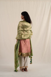 Surmayi - Sage green silk banarsi dupatta