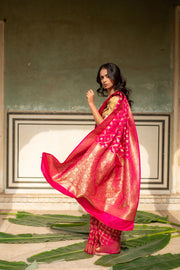 Falisha- Indian Pink Silk Banarasi Saree