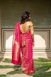 Falisha- Indian Pink Silk Banarasi Saree