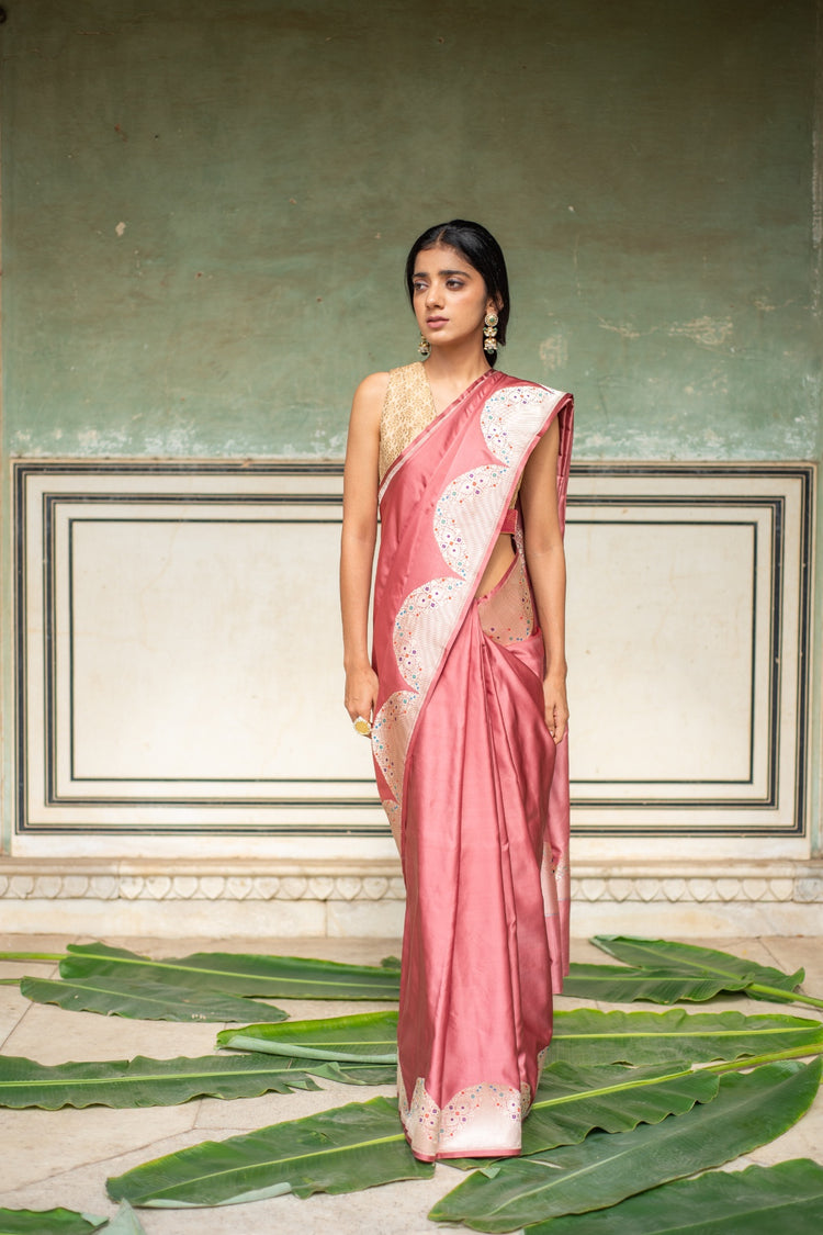 Bhagwati Coral- Corel Silk Mashroo Banarasi Saree