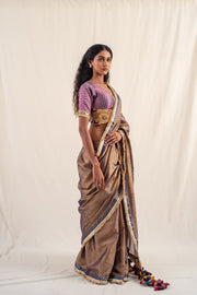 Saaj - Baingani silk chanderi tissue handwoven saree