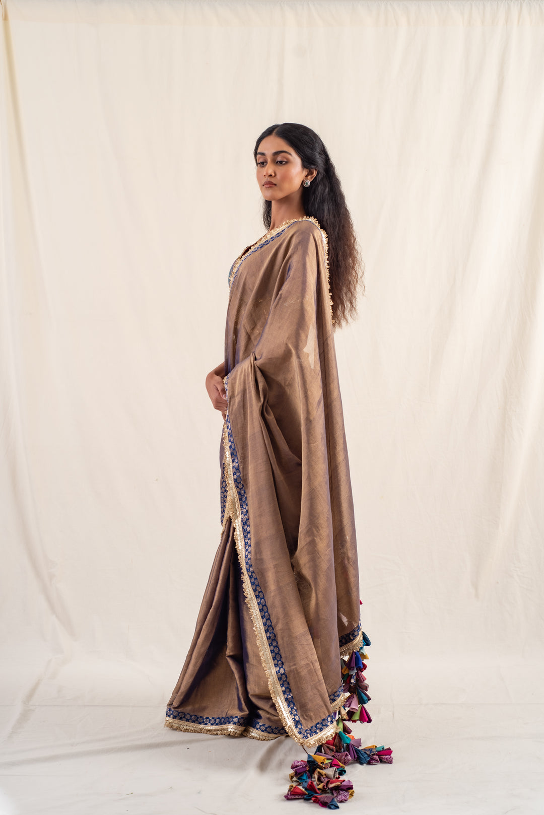 Saaj - Baingani Silk Chanderi Tissue Saree