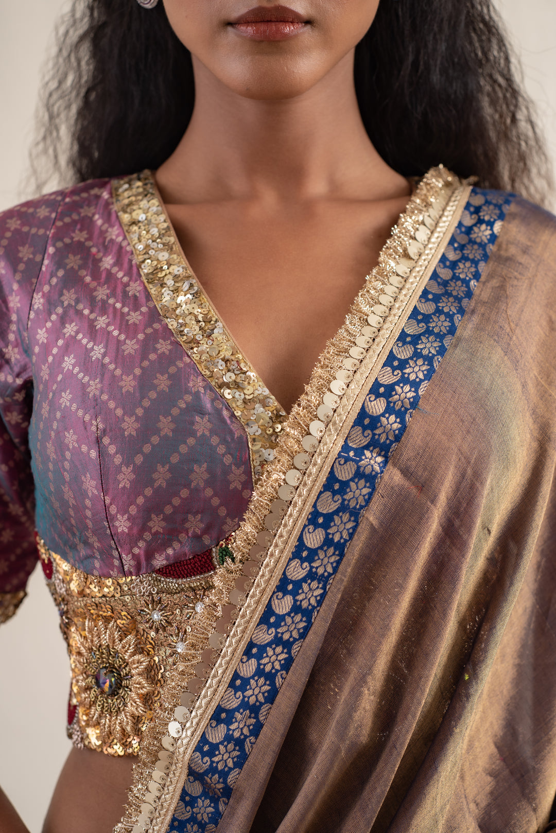 Saaj - Baingani Silk Chanderi Tissue Saree