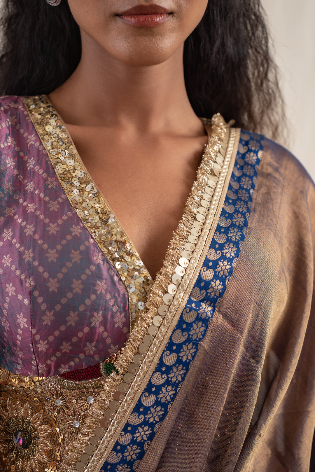 Saaj - Baingani Silk Chanderi Tissue Saree