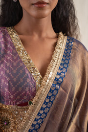 Saaj - Baingani silk chanderi tissue handwoven saree