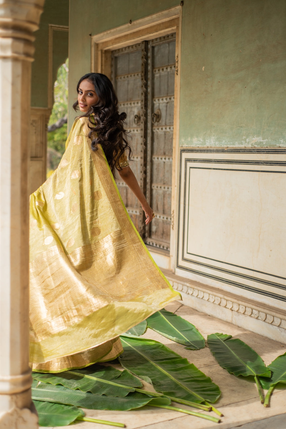 Rena Green- Green Banarasi Silk Tissue Saree