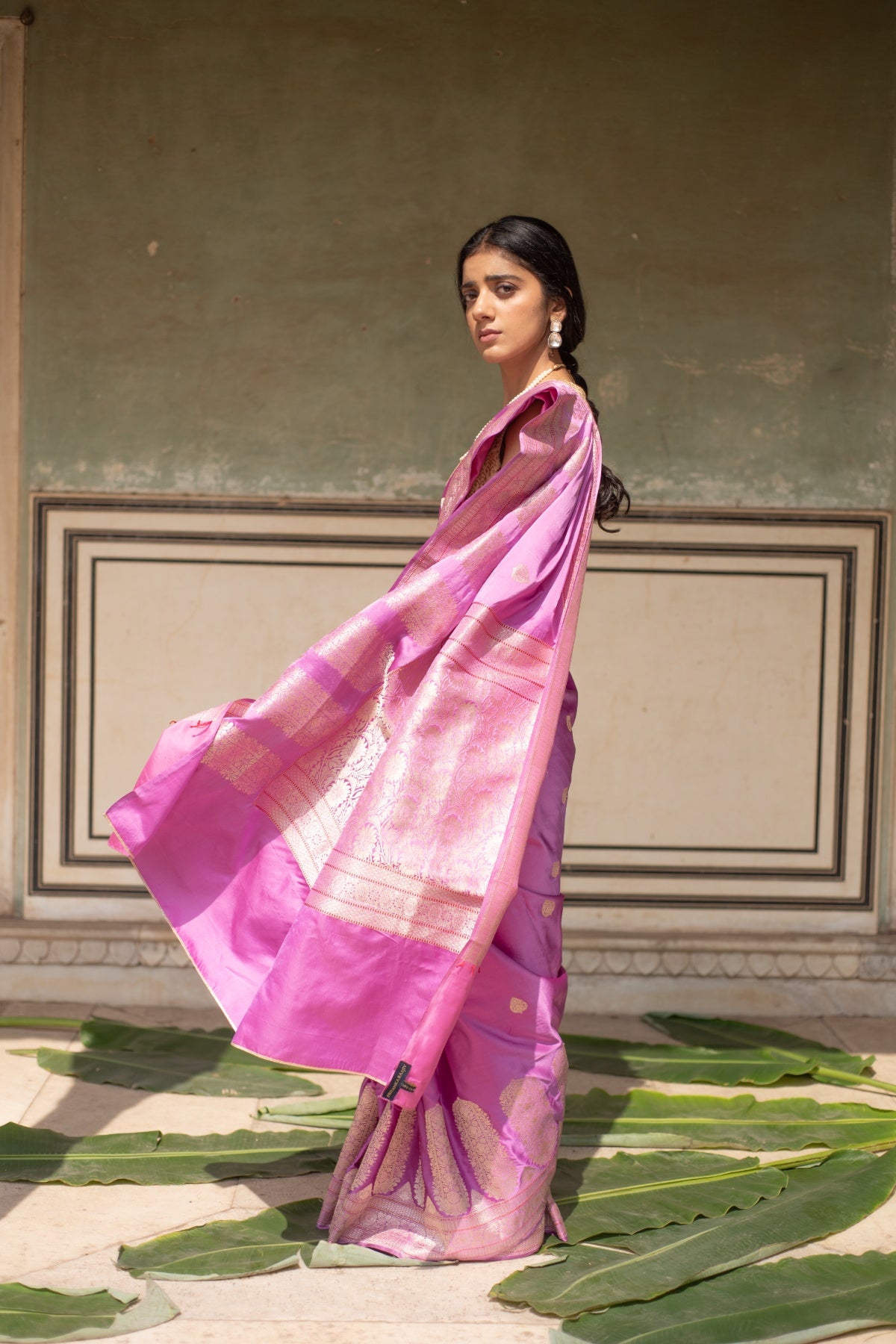 Alaia- Pink Silk Banarasi Mashroo Saree