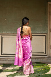 Alaia- Pink Silk Banarasi Mashroo Saree