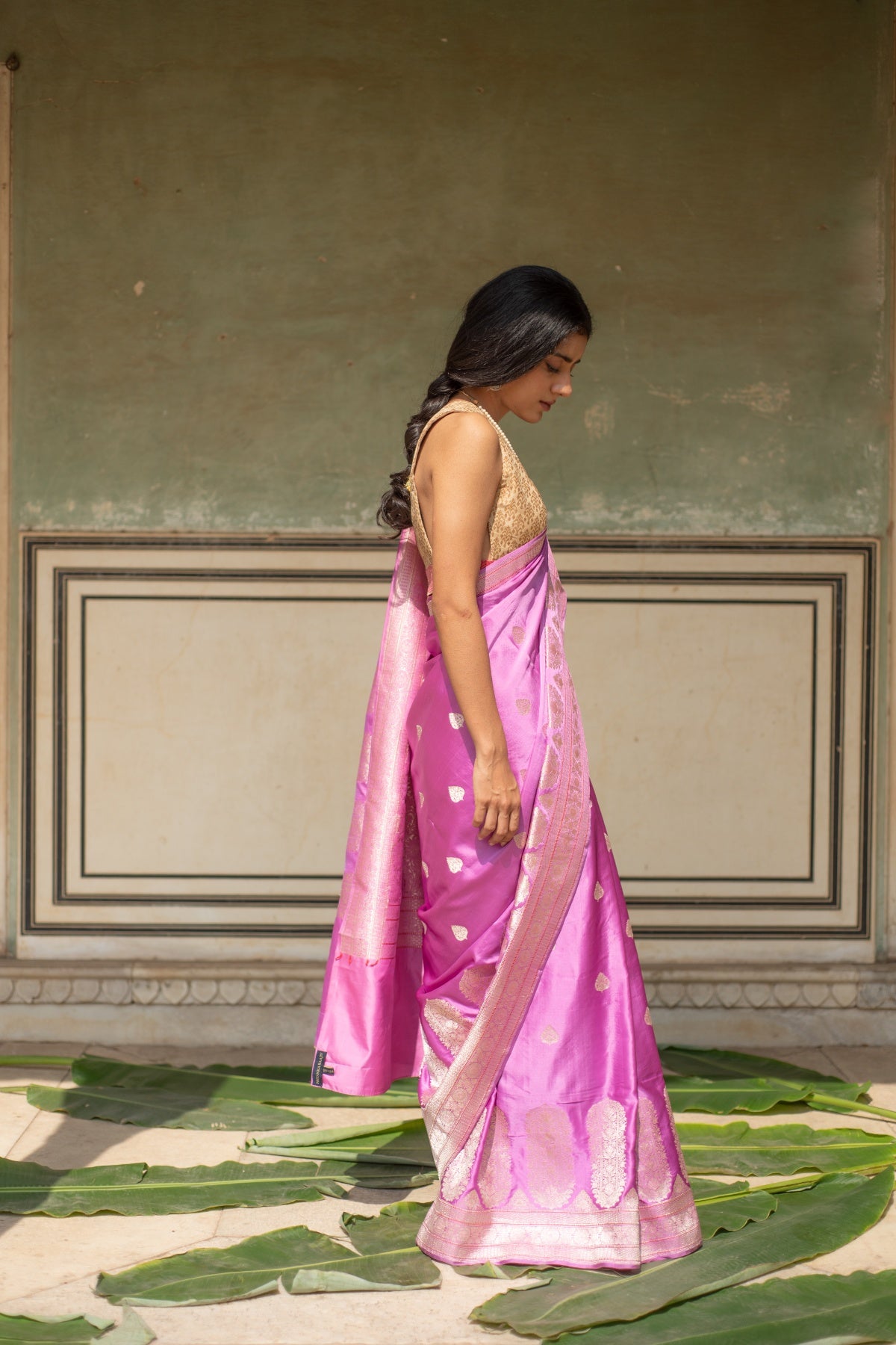 Alaia- Pink Silk Banarasi Mashroo Saree