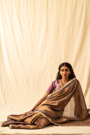 Saaj - Baingani silk chanderi tissue handwoven saree