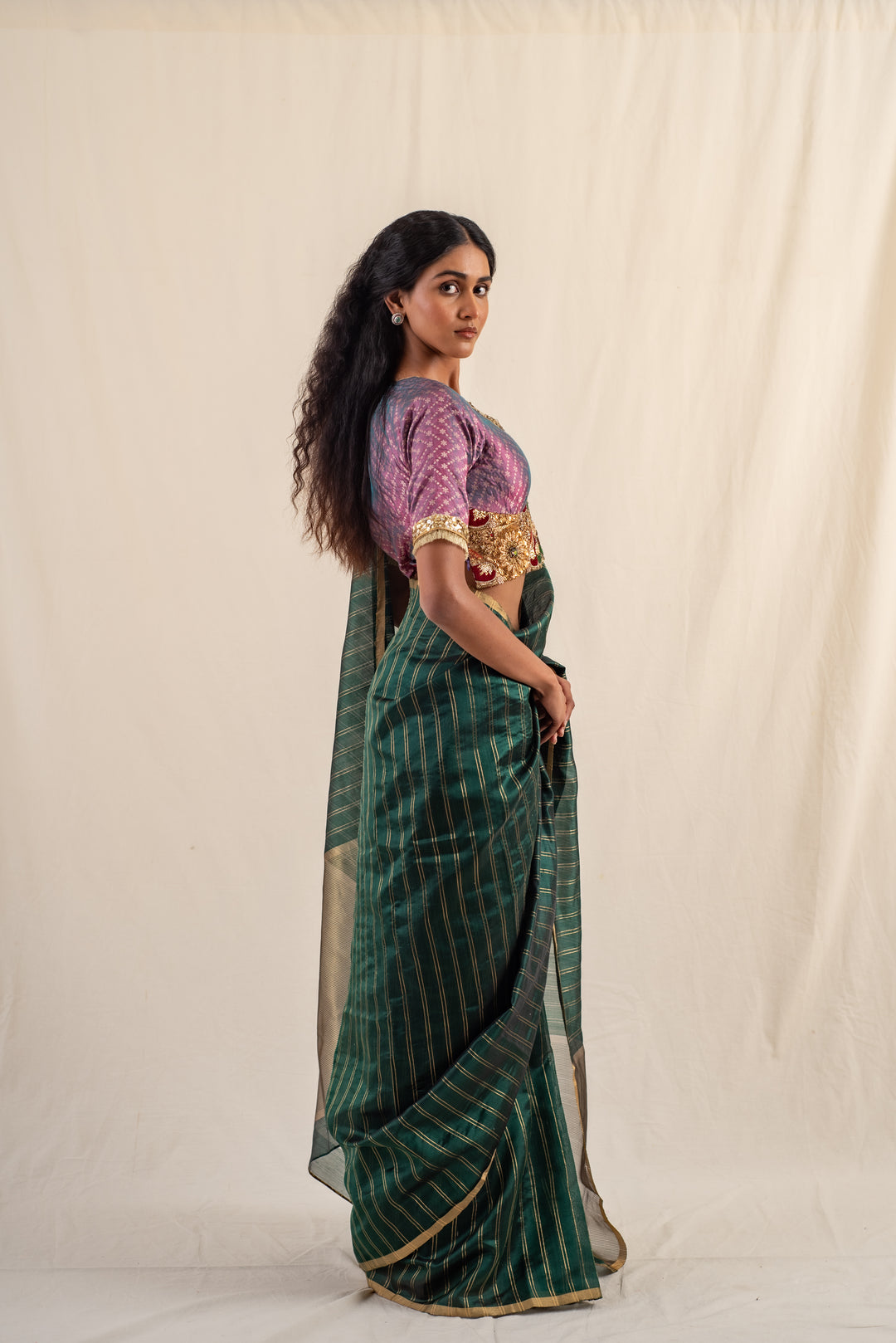 Yasti - Green silk chanderi handwoven saree