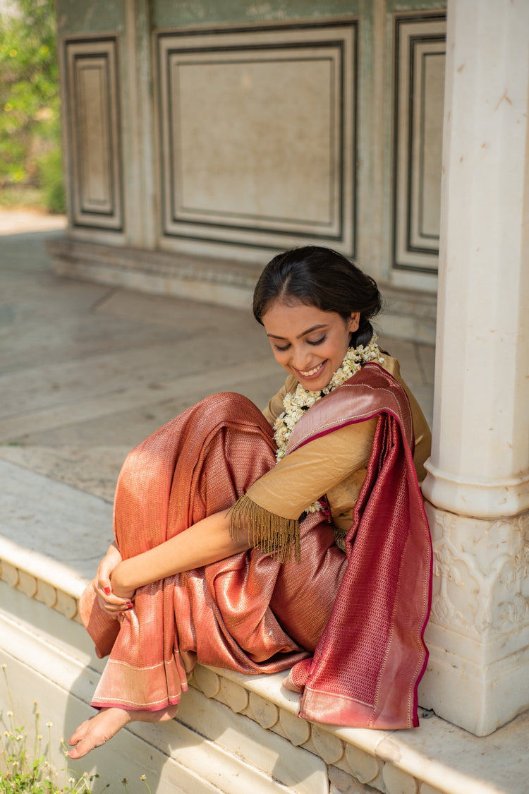 Zuri- Maroon Silk Banarasi Saree