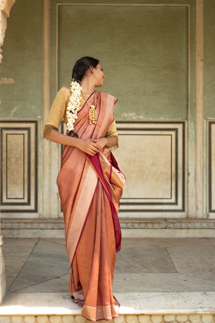 Zuri- Maroon Silk Banarasi Saree