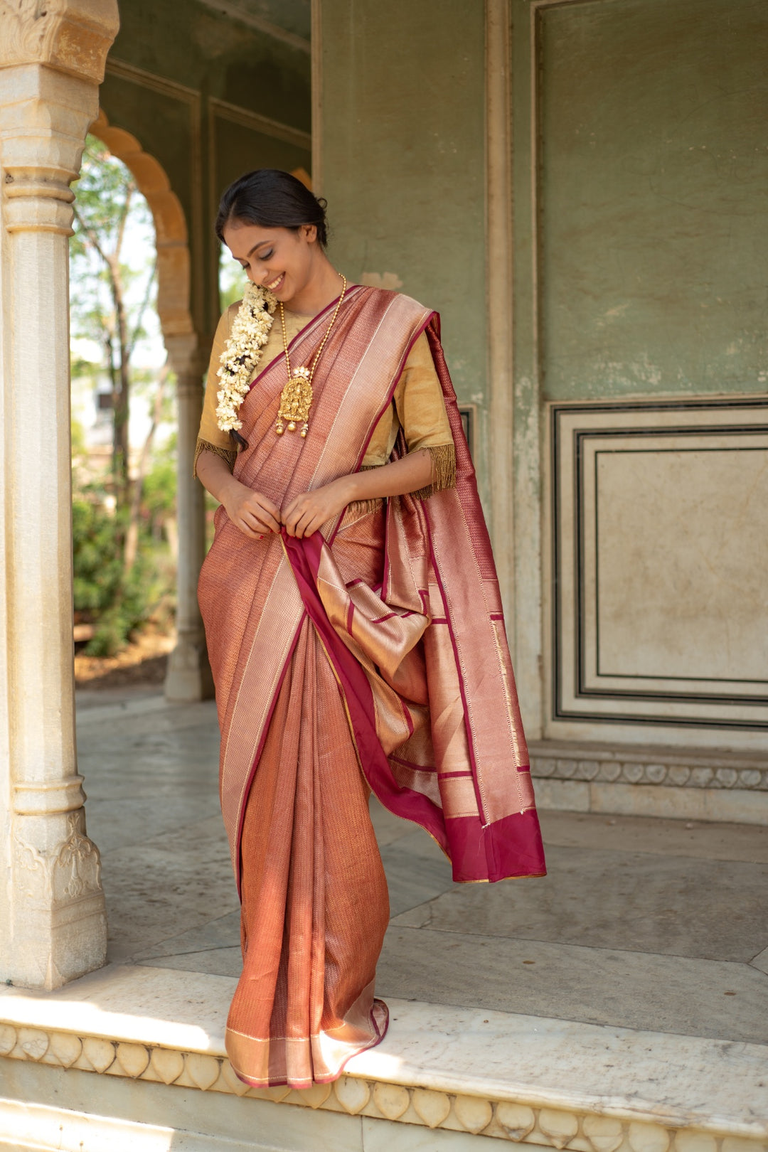 Zuri- Maroon Silk Banarasi Saree