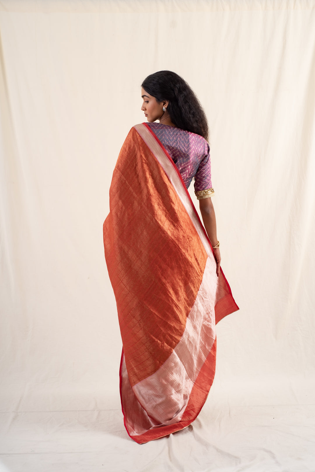 Zaveri - Burnt Orange Silk Banarasi Saree