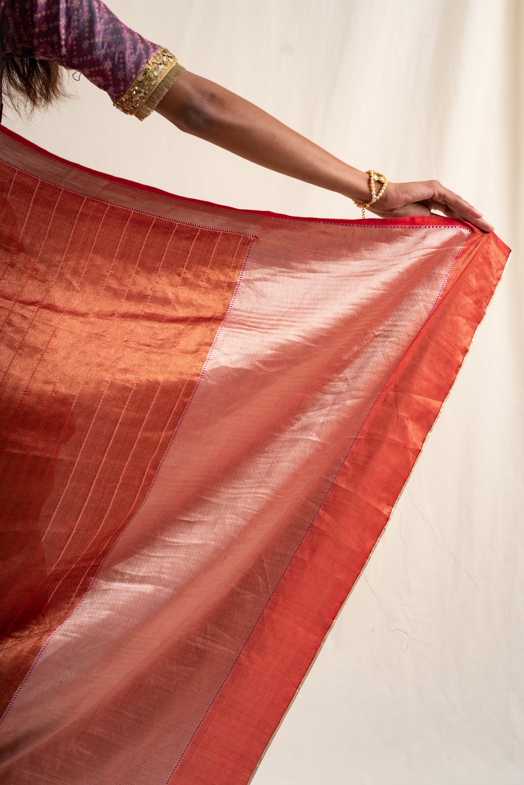 Zaveri - Burnt Orange Silk Banarasi Saree