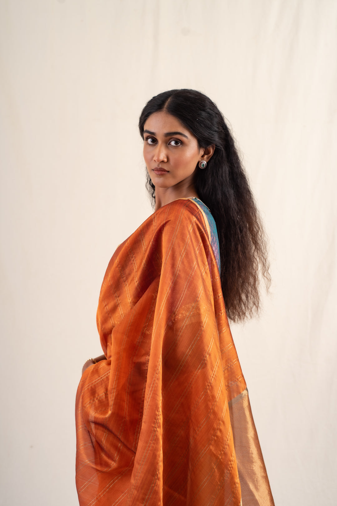 Yasti - Burnt Orange silk chanderi handwoven saree