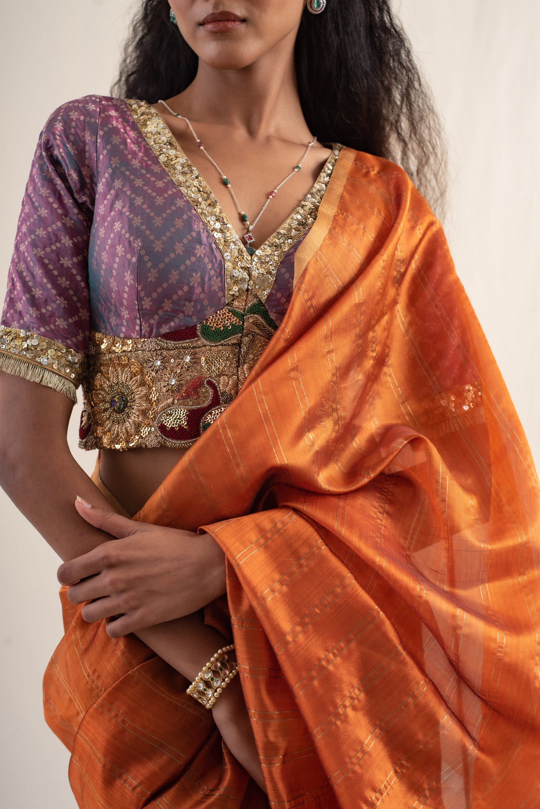 Yasti - Burnt Orange silk chanderi handwoven saree