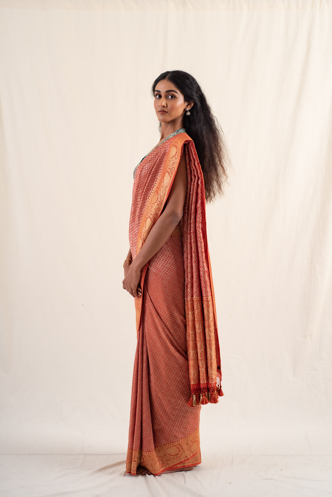 Begum - Burnt Orange Silk Georgette Banarasi Saree