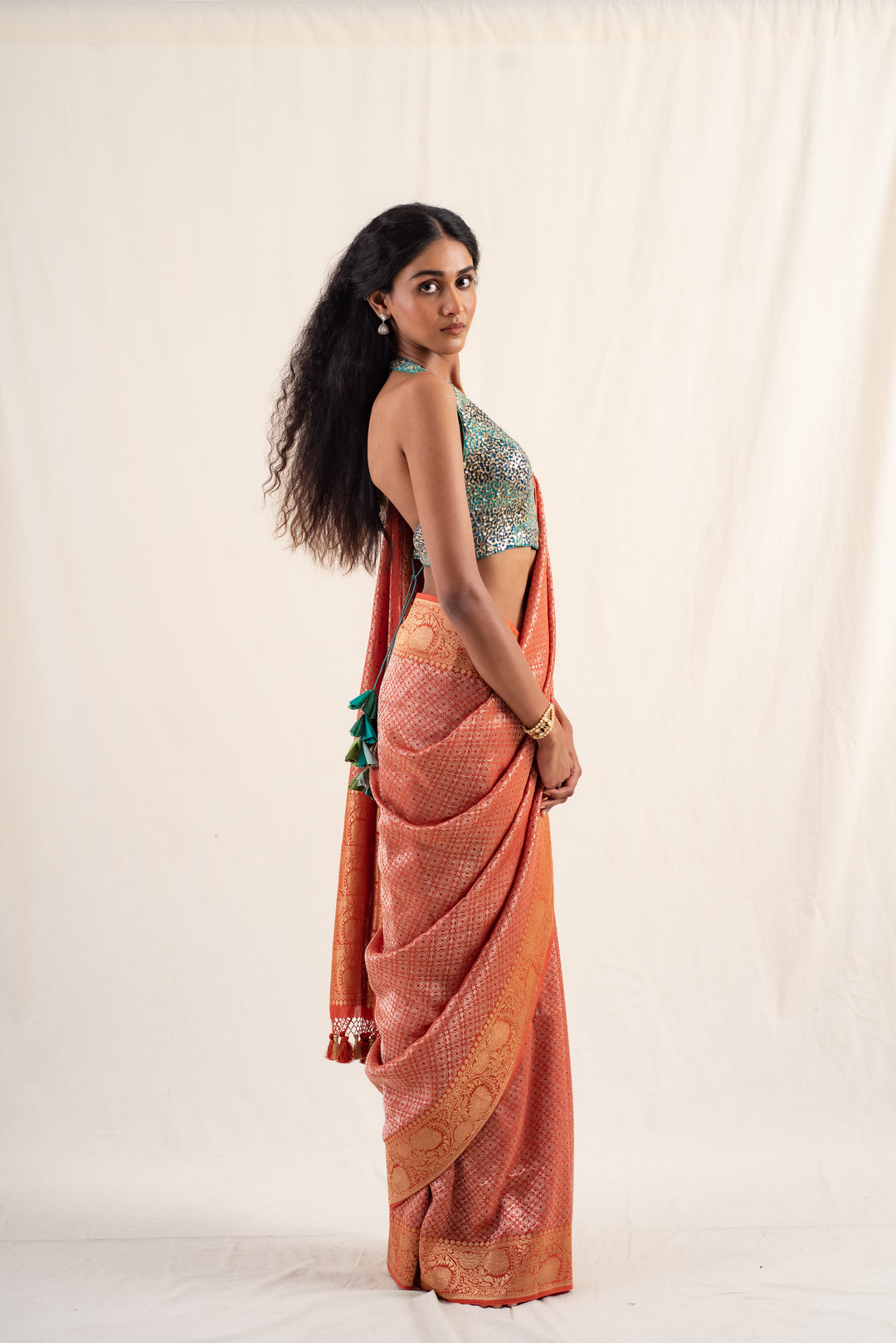 Begum - Burnt Orange Silk Georgette Banarasi Saree