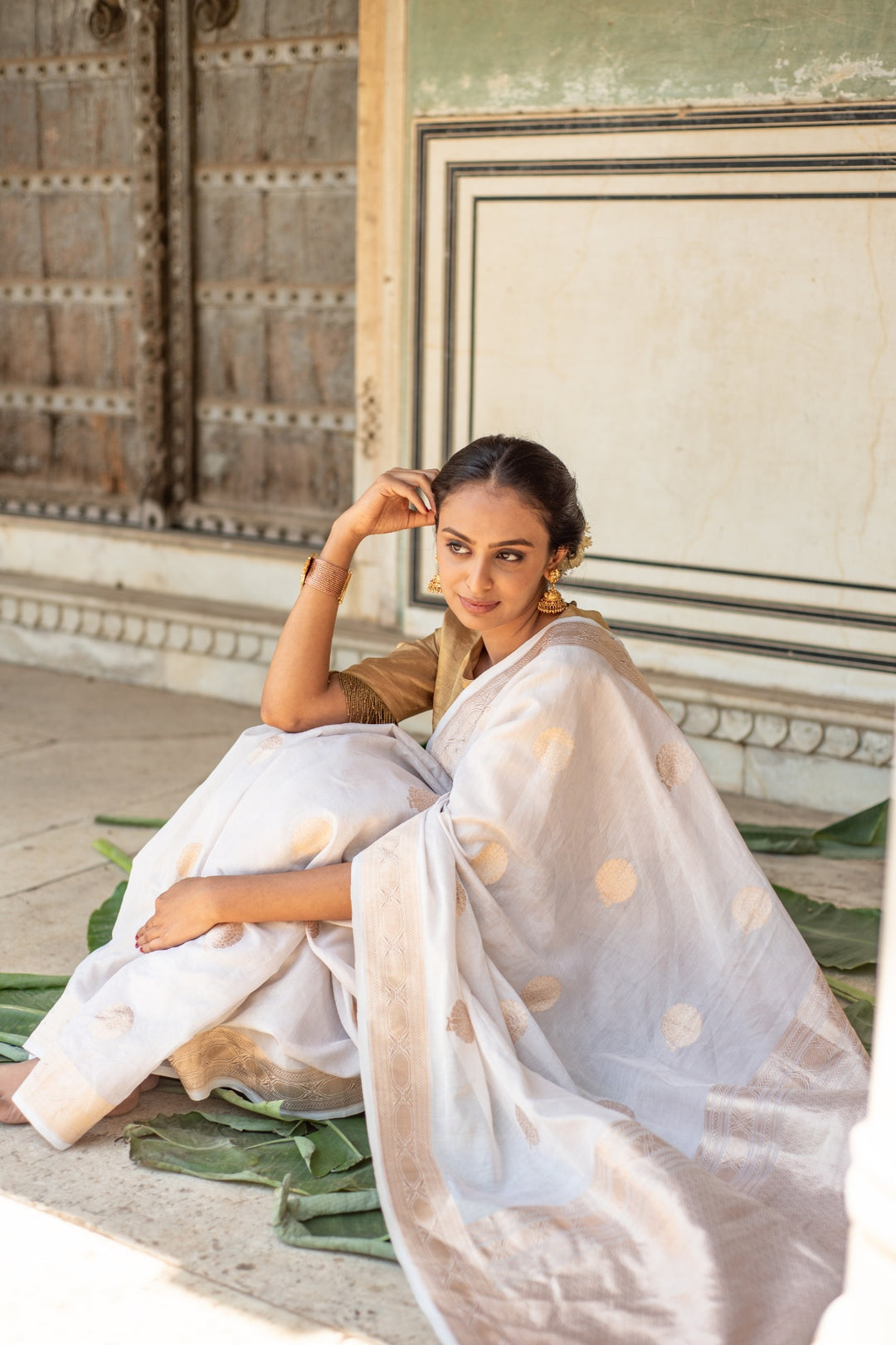 Rena Ivory- Ivory Banarasi Silk Tissue Saree