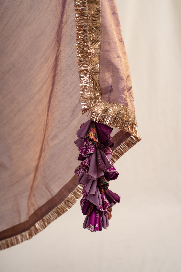 Janpath - Lilac silk chanderi tissue handwoven saree