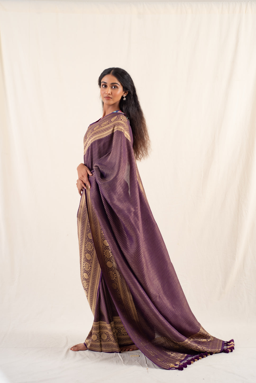 Palika - Deep Purple Silk Georgette Banarasi Saree