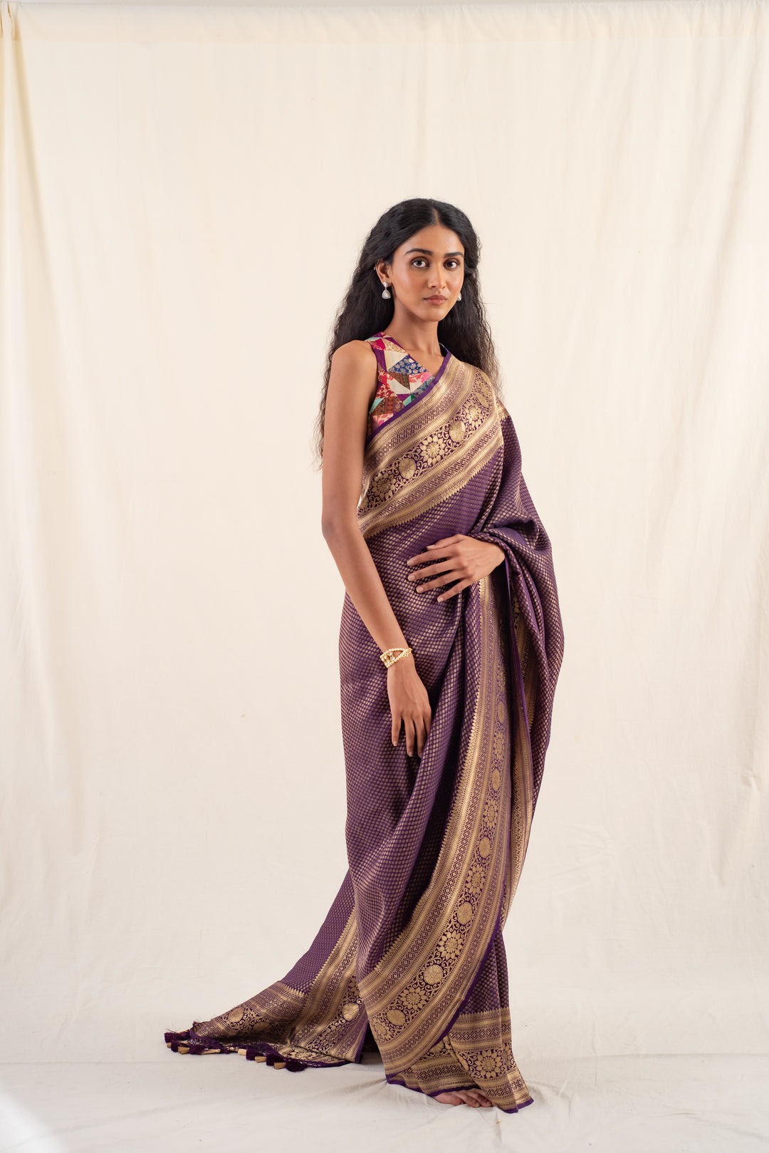 Palika - Deep Purple Silk Georgette Banarasi Saree