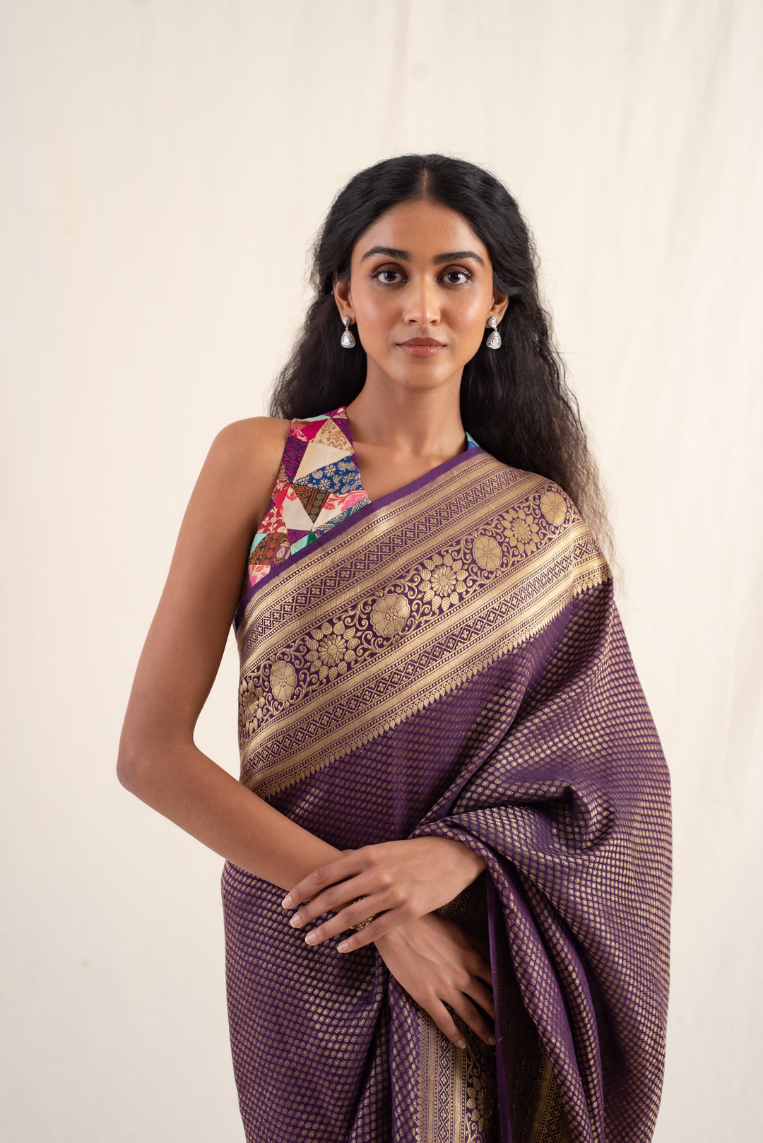 Palika - Deep Purple Silk Georgette Banarasi Saree