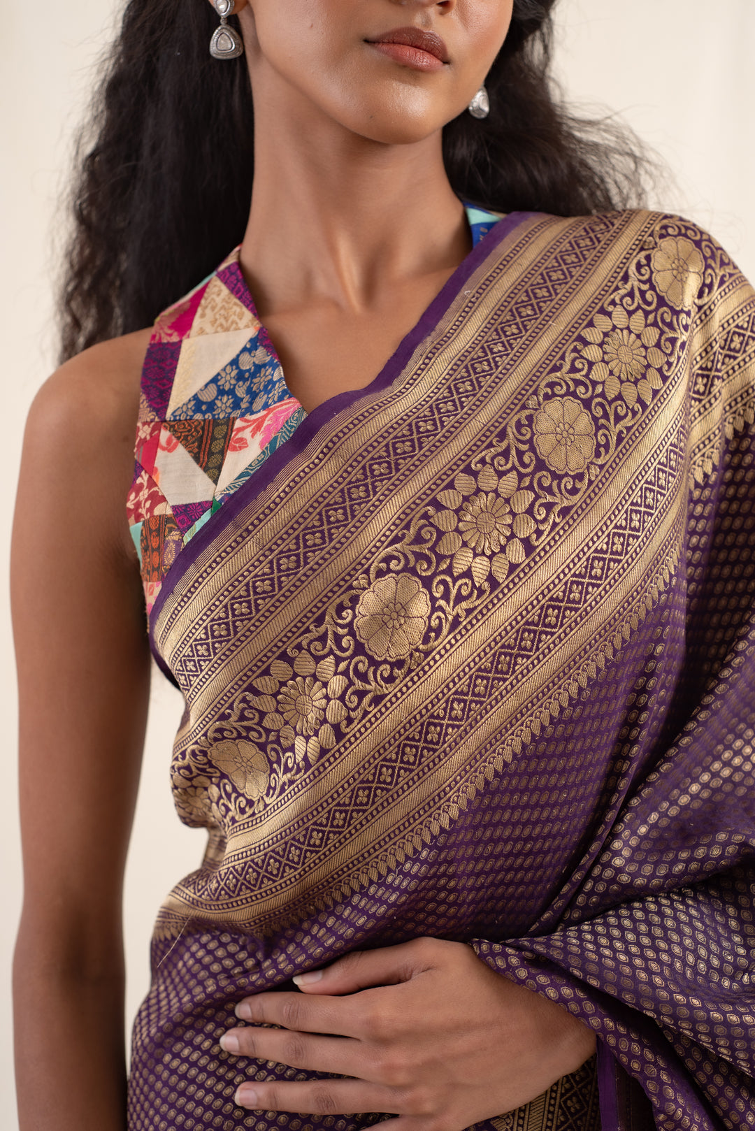 Palika - Deep Purple Silk Georgette Banarasi Saree