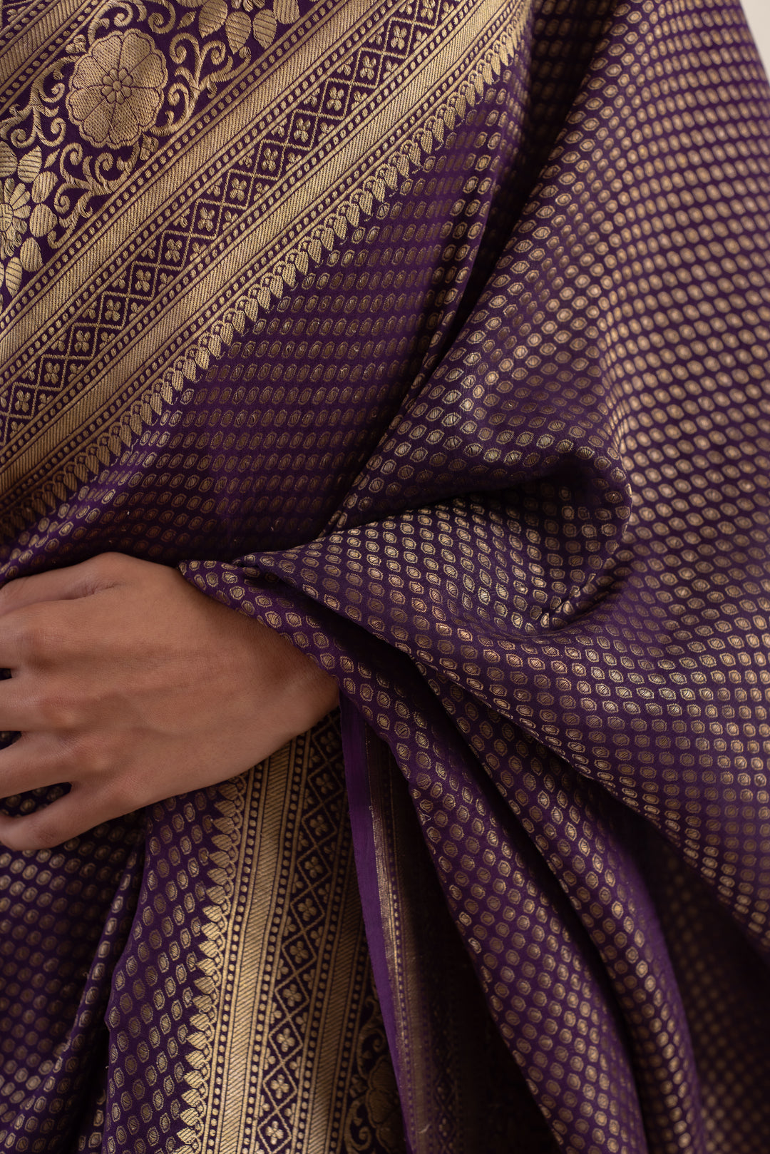 Palika - Deep Purple Silk Georgette Banarasi Saree