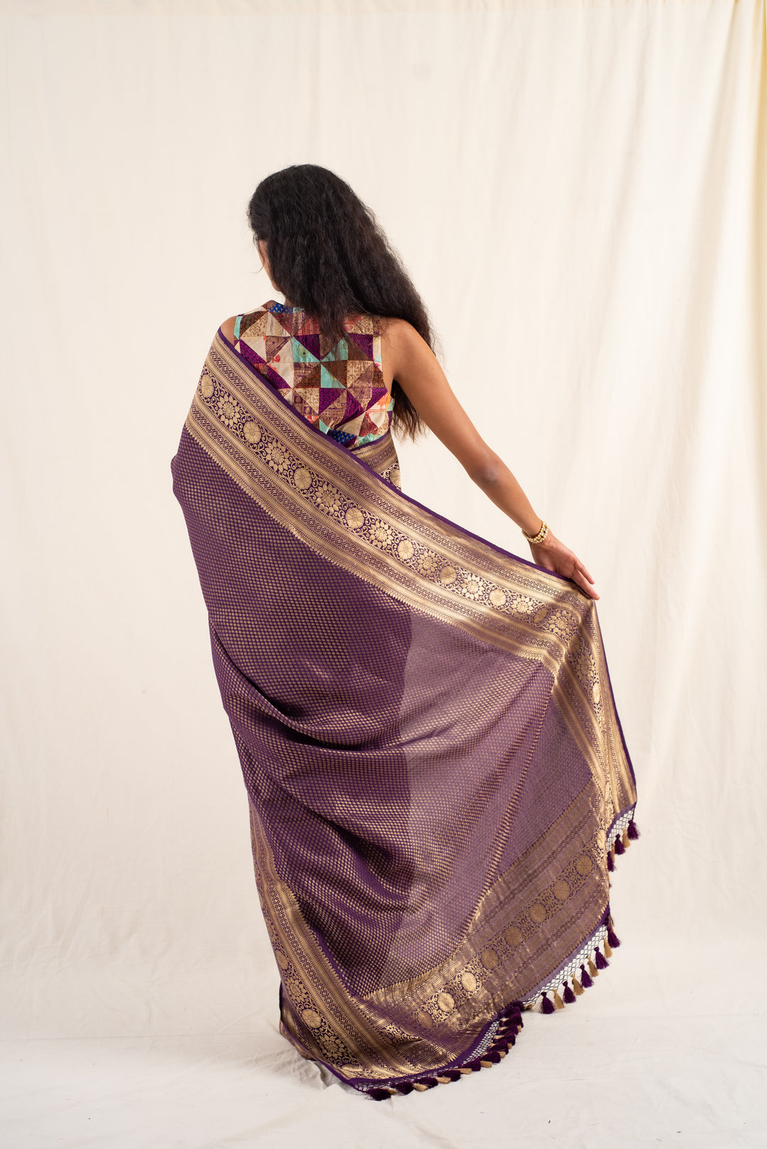 Palika - Deep Purple Silk Georgette Banarasi Saree