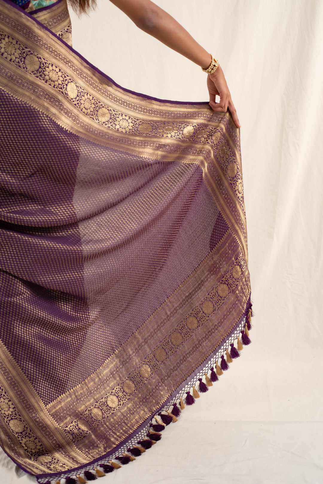 Palika - Deep Purple Silk Georgette Banarasi Saree