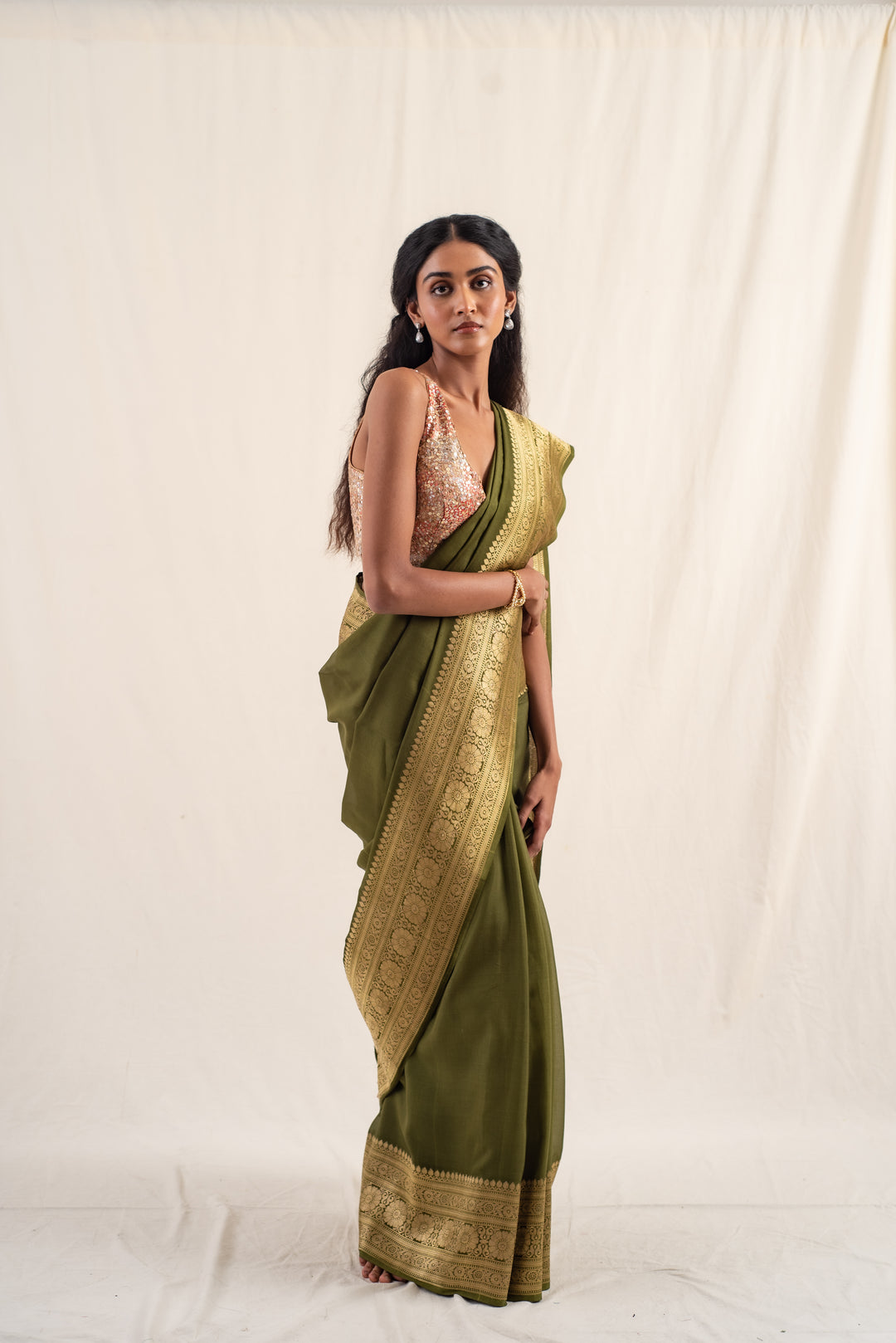 Burma- Green Silk Georgette Banarasi Saree