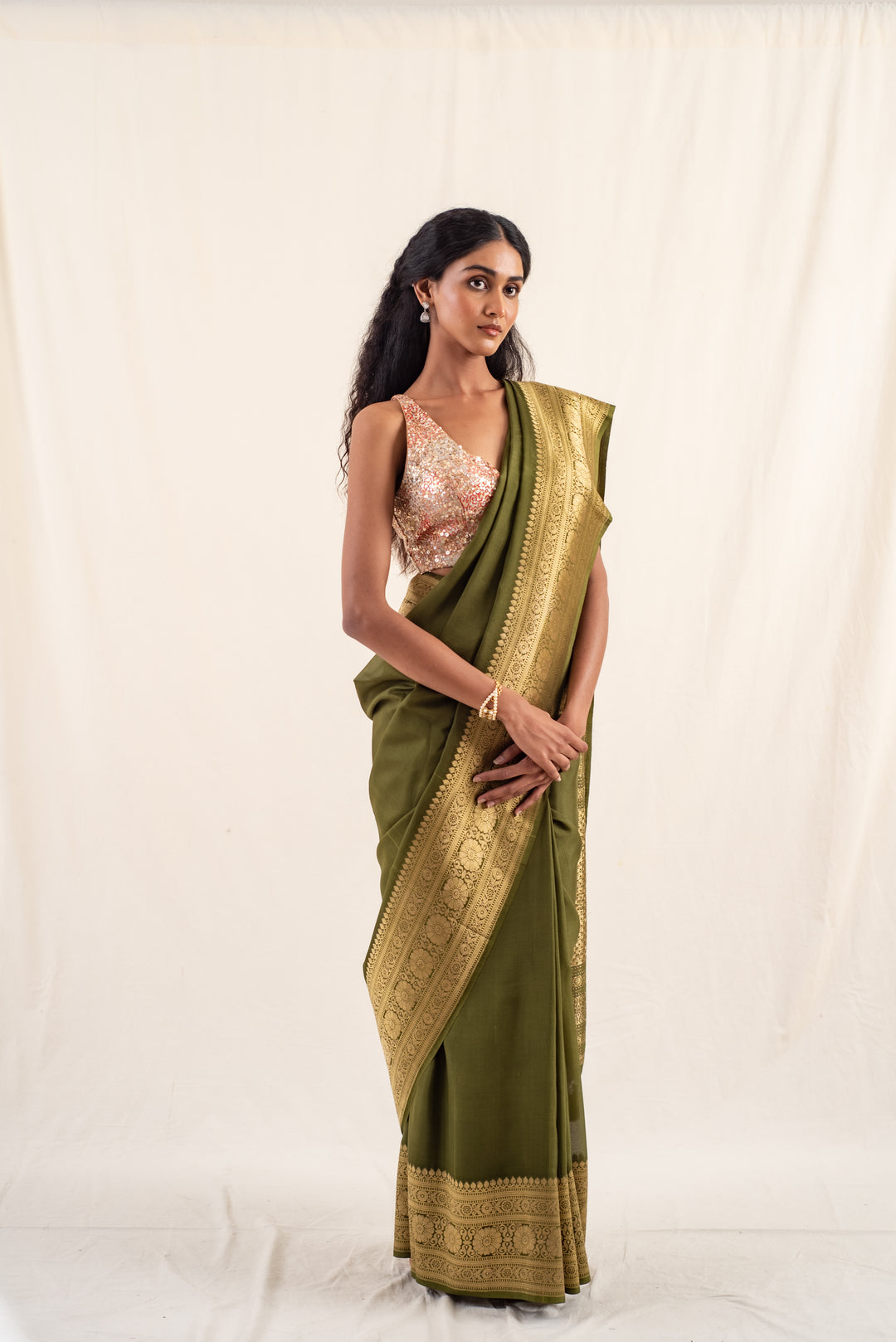 Burma- Green Silk Georgette Banarasi Saree