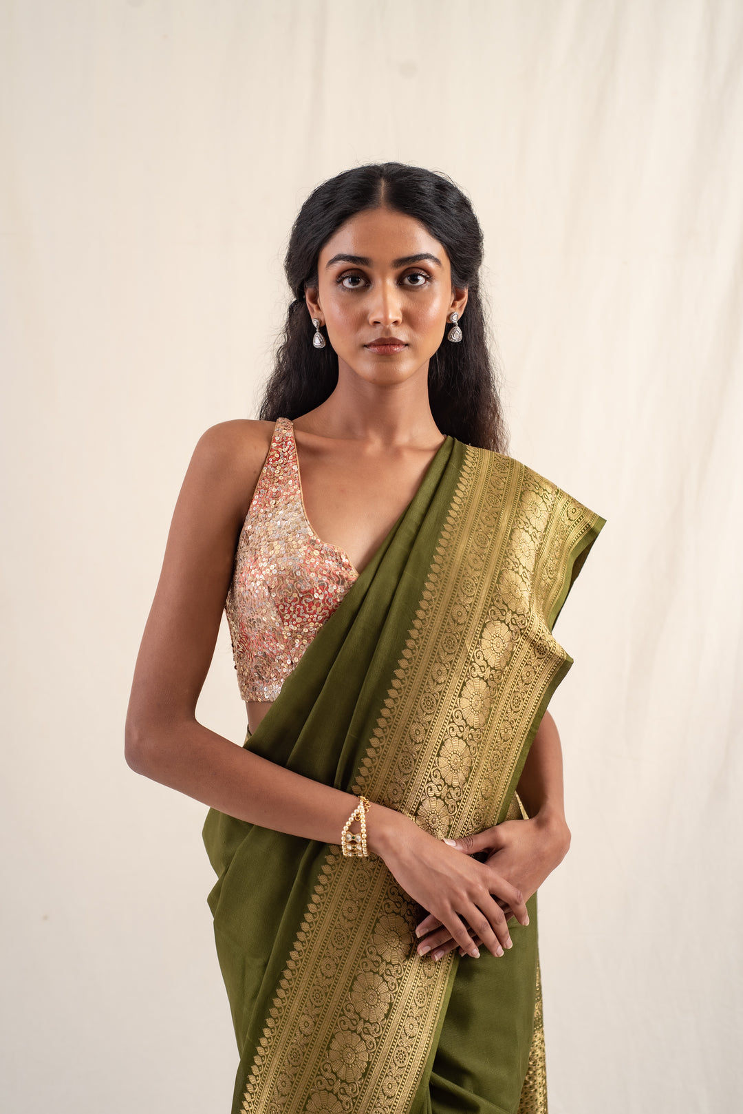 Burma- Green Silk Georgette Banarasi Saree