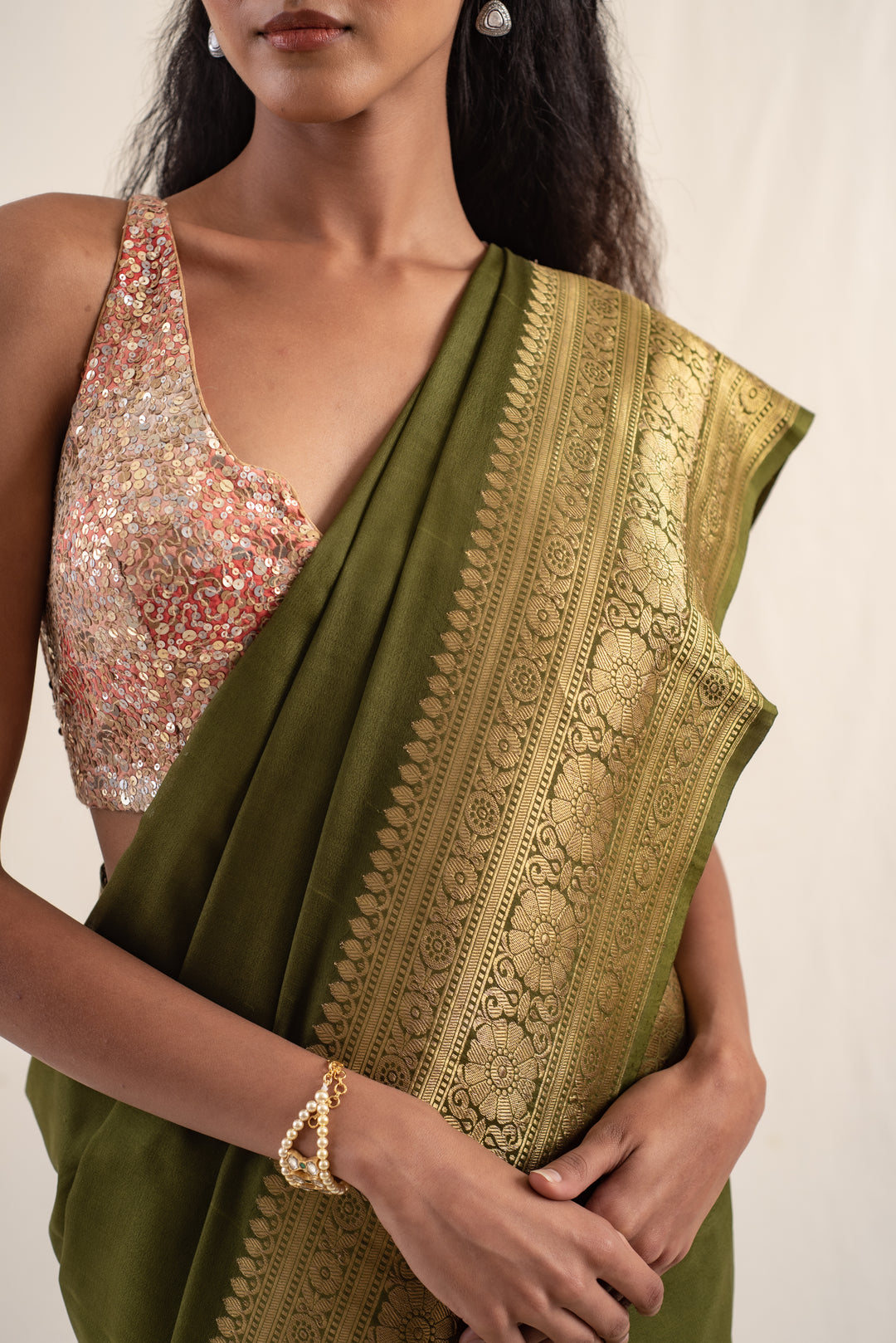 Burma- Green Silk Georgette Banarasi Saree