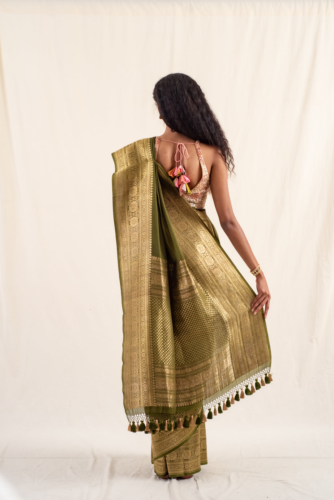 Burma- Green Silk Georgette Banarasi Saree