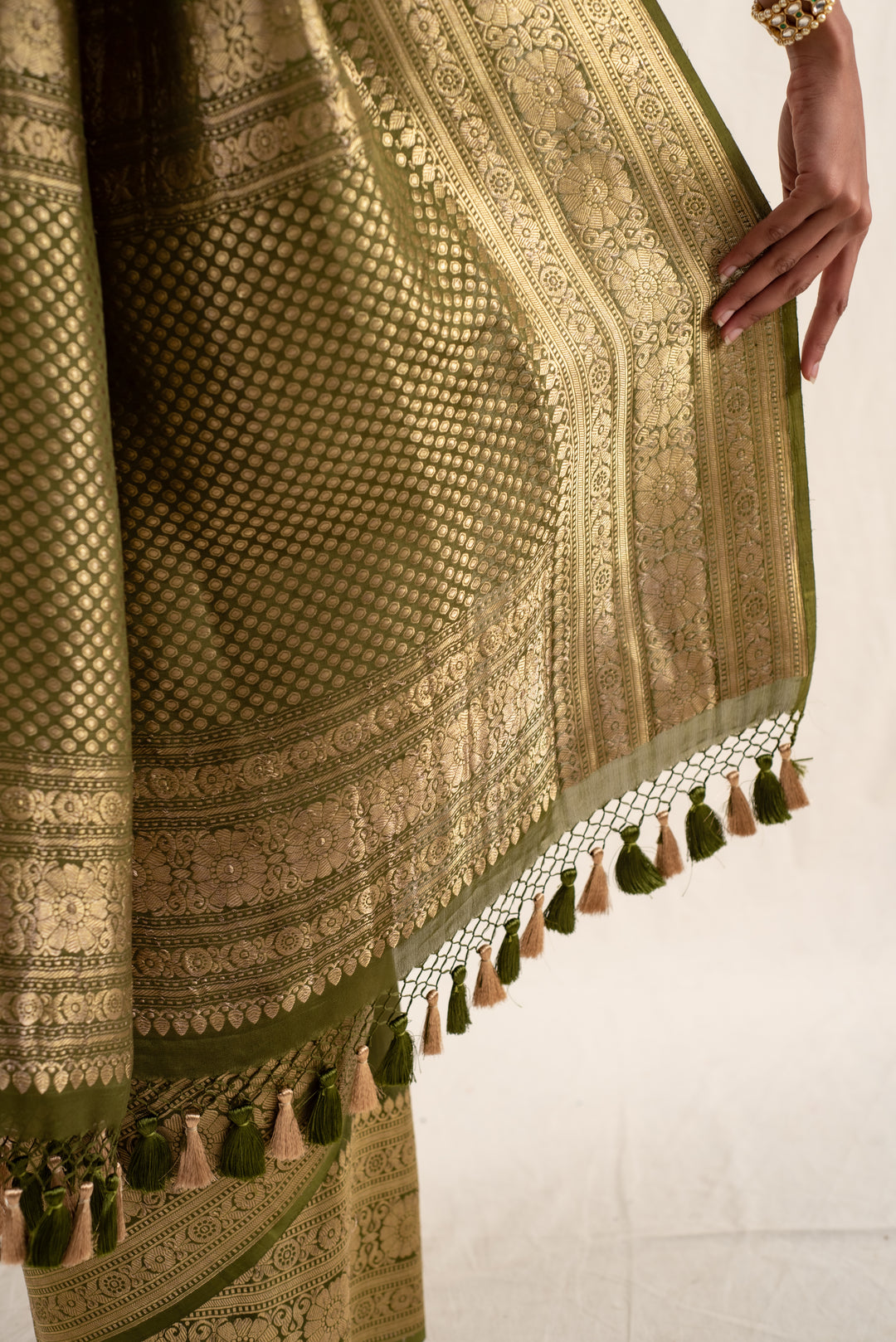 Burma- Green Silk Georgette Banarasi Saree