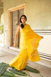 Mani Yellow- Yellow Banarasi Mashroo Saree