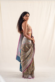 Rythu - Deep blue silk banarasi saree