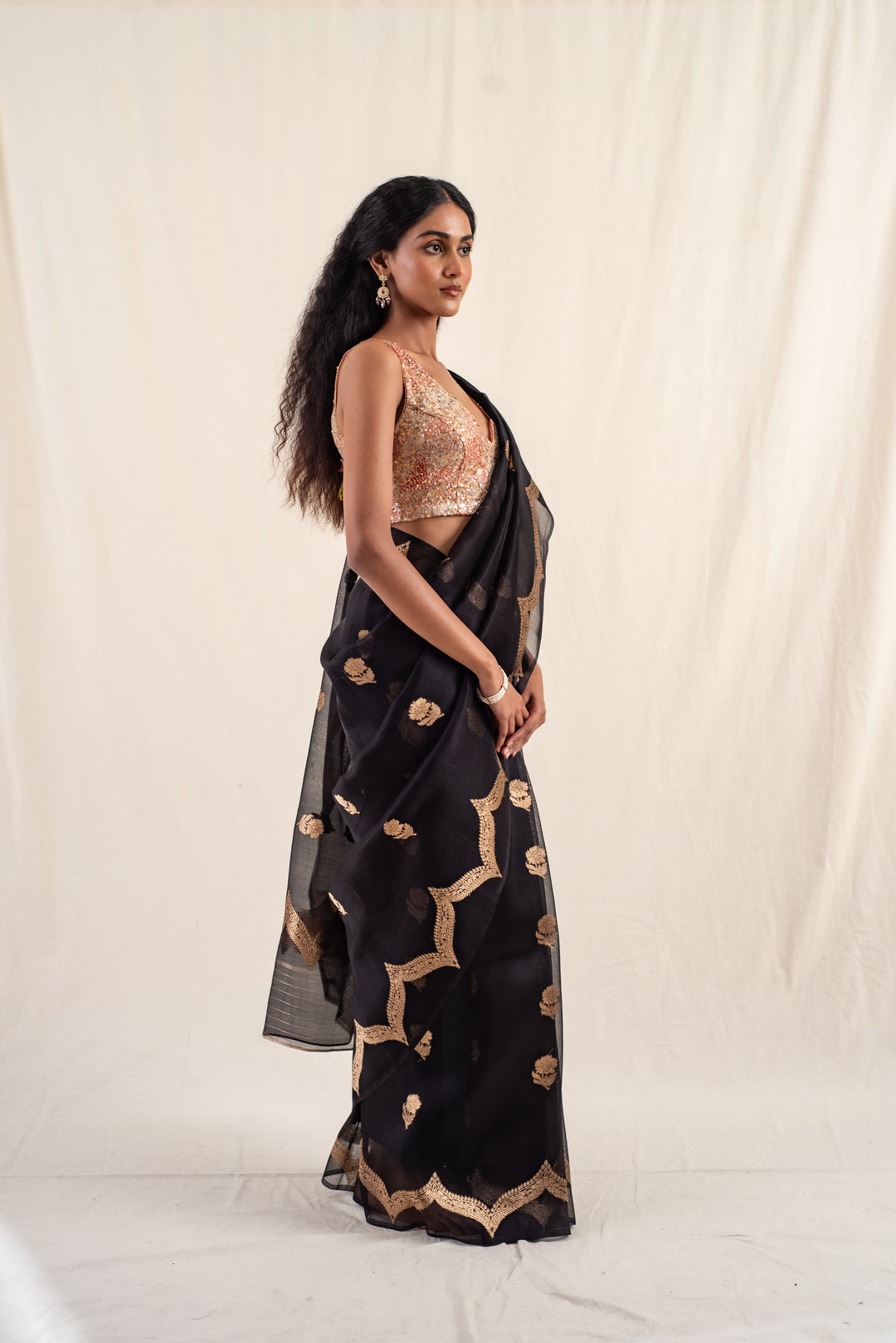 Chaura - Black Silk Banarasi Organza Saree