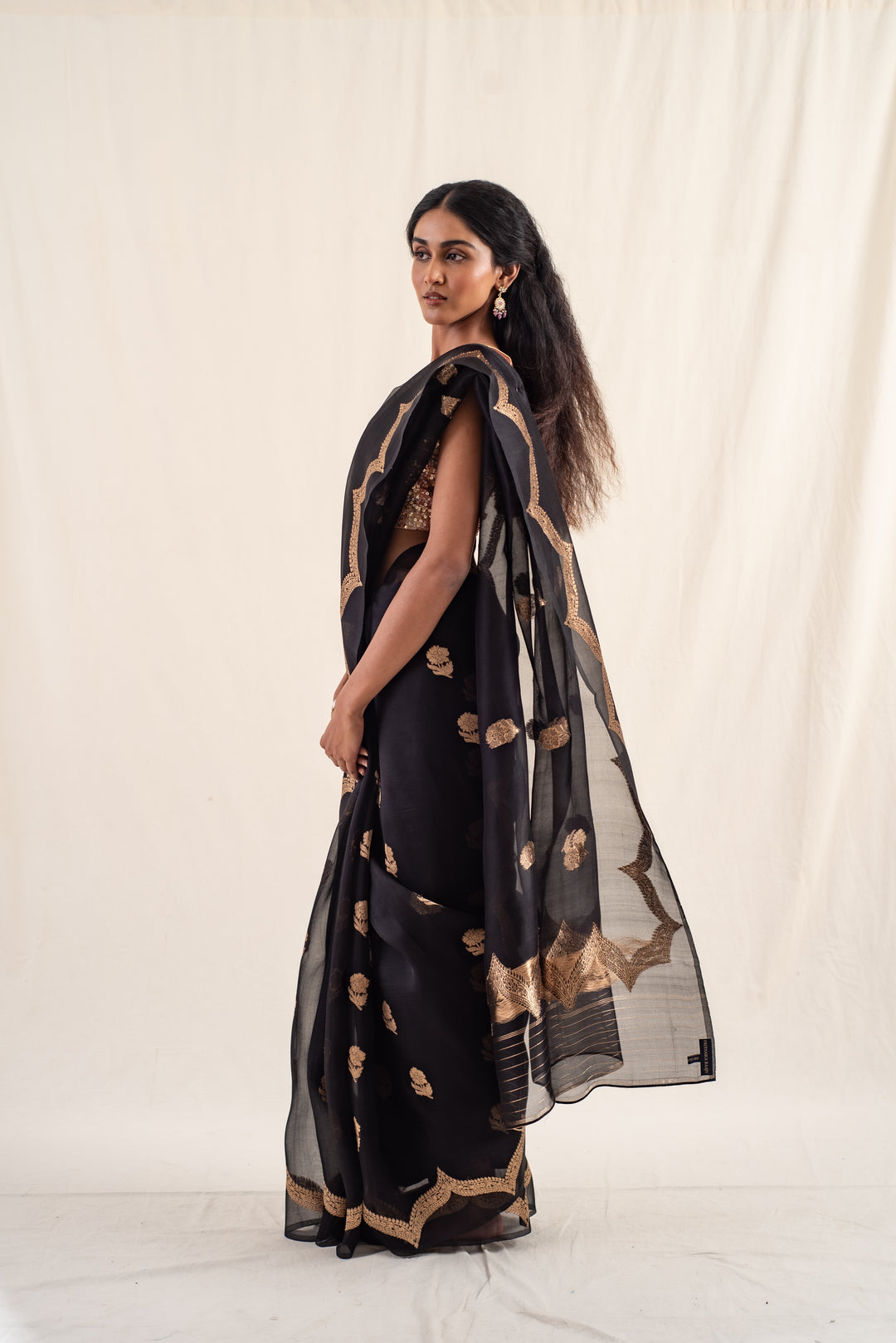 Chaura - Black Silk Banarasi Organza Saree