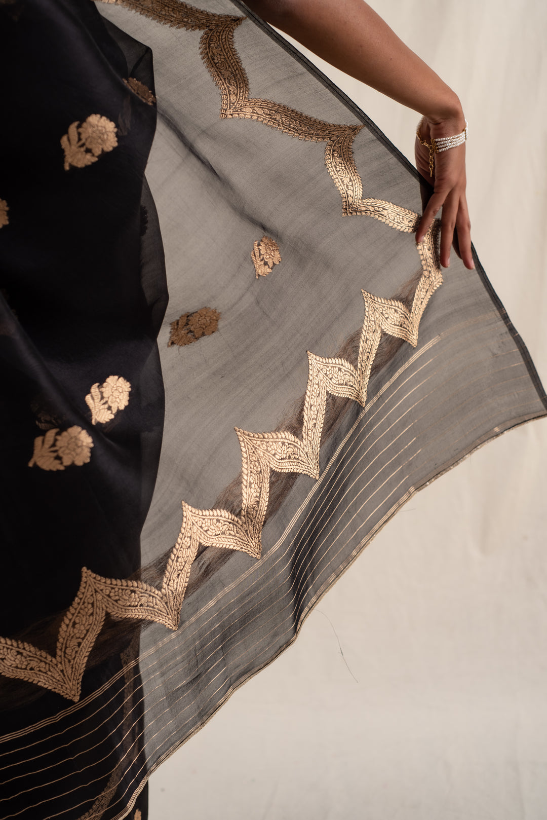 Chaura - Black Silk Banarasi Organza Saree