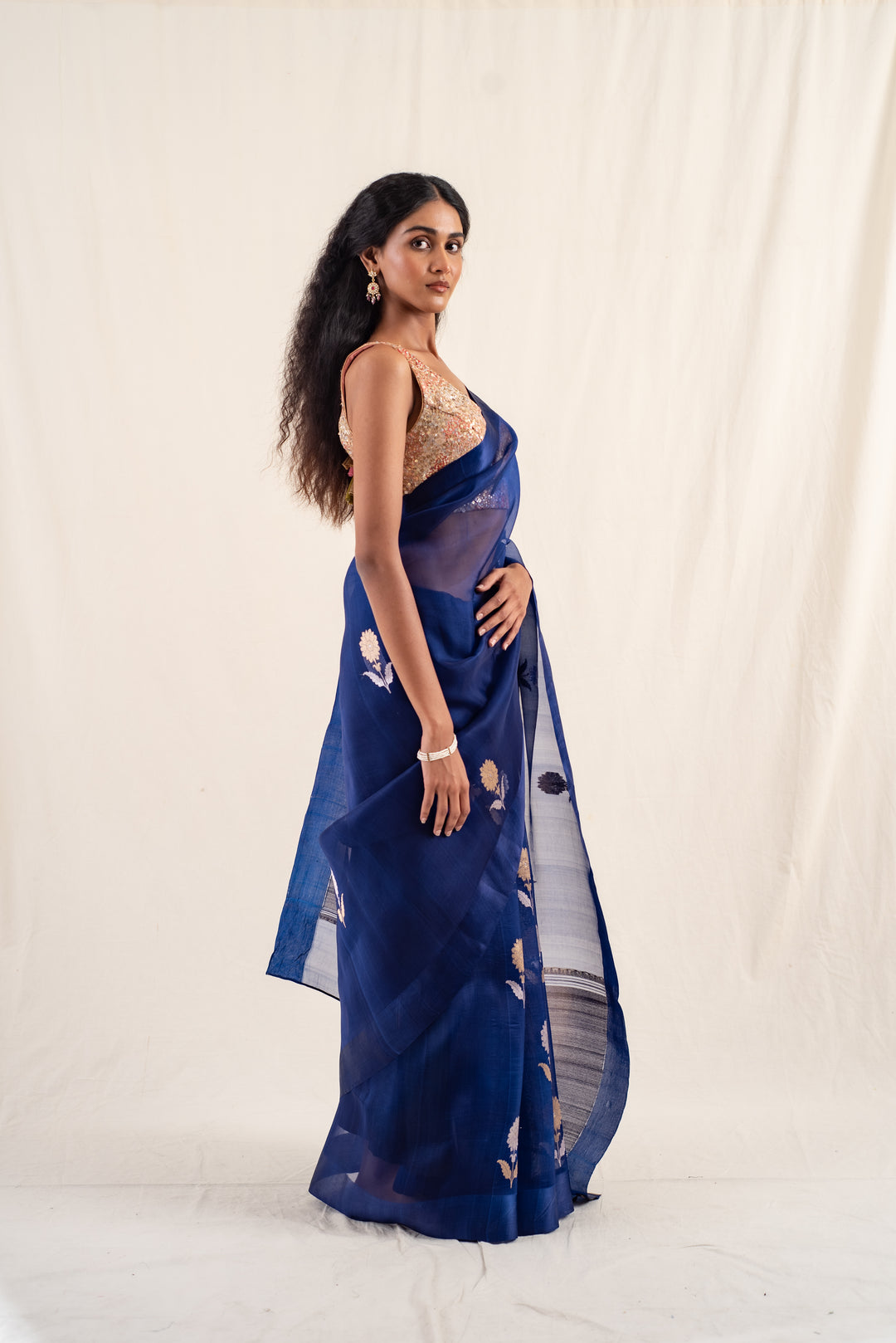 Chira - Blue Silk Organza Banarasi Saree