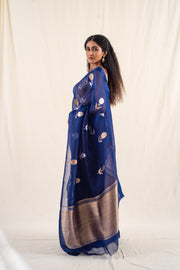 Chira - Blue silk organza banarasi handwoven saree