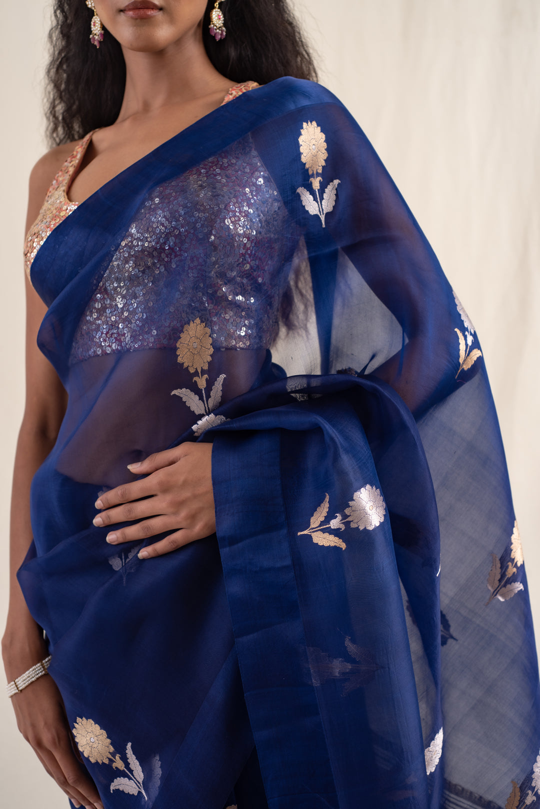 Chira - Blue Silk Organza Banarasi Saree