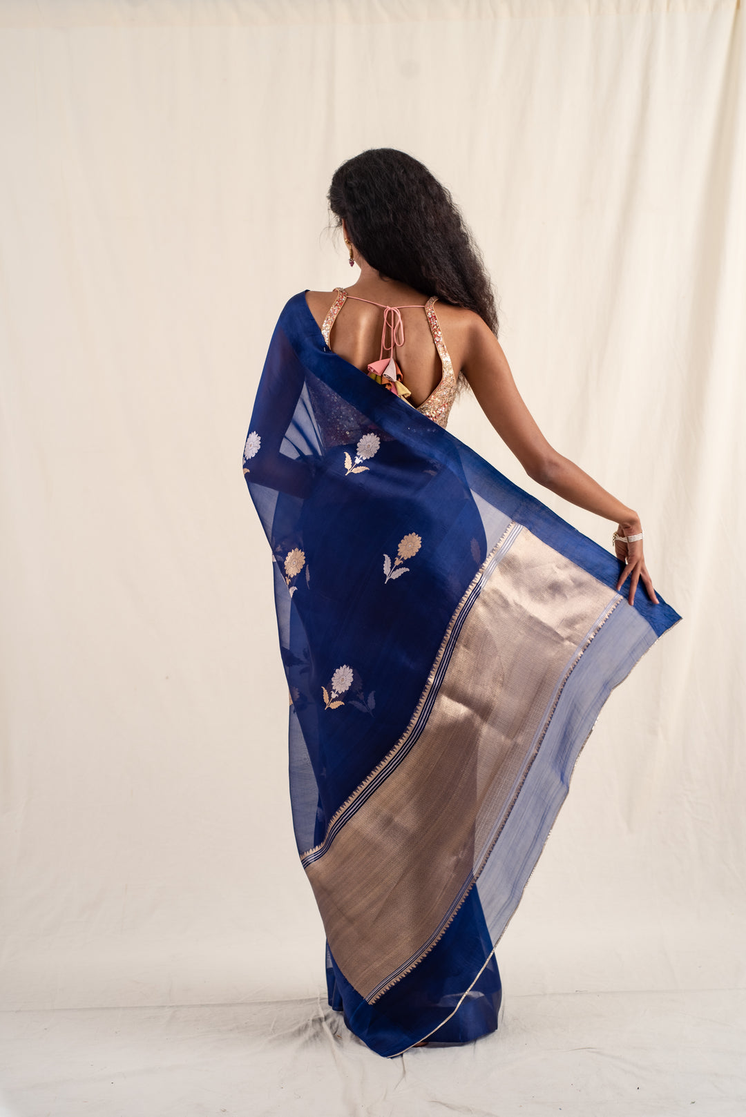 Chira - Blue Silk Organza Banarasi Saree