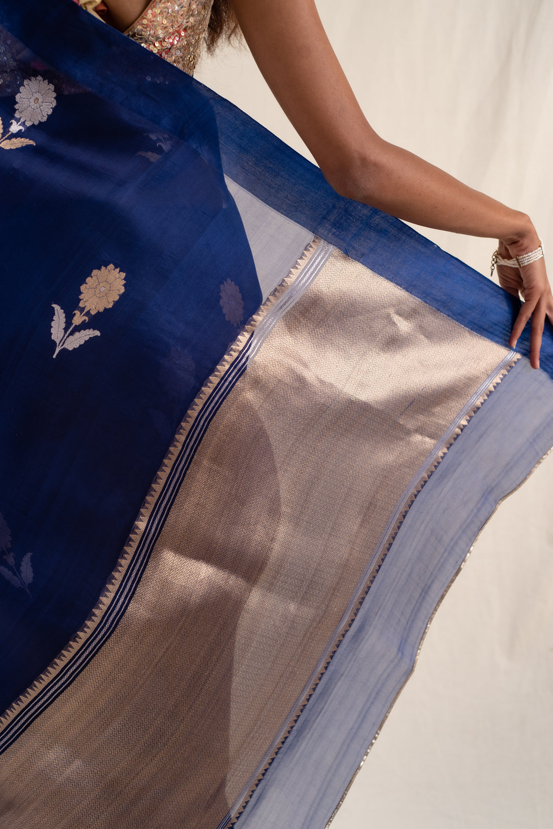 Chira - Blue Silk Organza Banarasi Saree